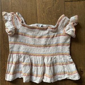 Striped Smocked Peplum Top